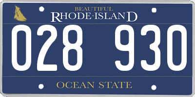 RI license plate 028930