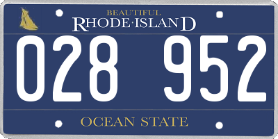 RI license plate 028952