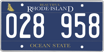 RI license plate 028958
