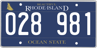 RI license plate 028981