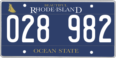 RI license plate 028982
