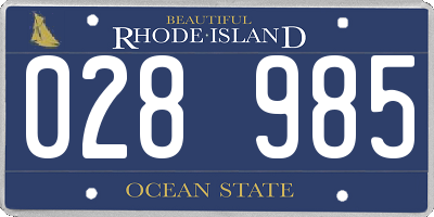 RI license plate 028985