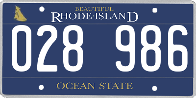 RI license plate 028986