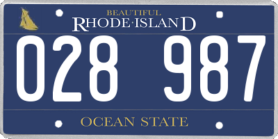 RI license plate 028987