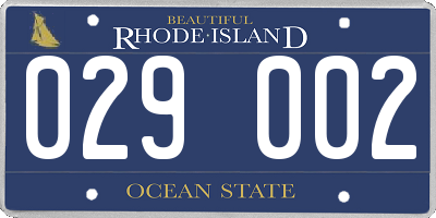 RI license plate 029002