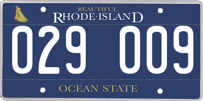 RI license plate 029009