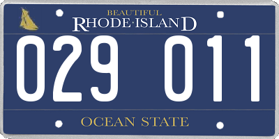 RI license plate 029011