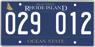 RI license plate 029012