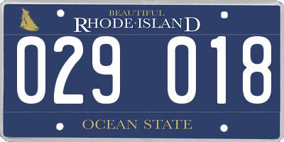 RI license plate 029018