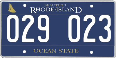 RI license plate 029023