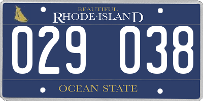 RI license plate 029038