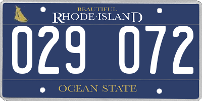 RI license plate 029072