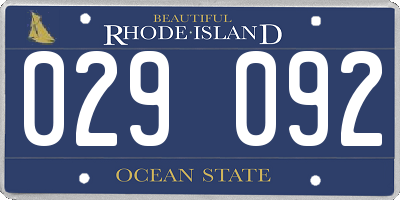 RI license plate 029092