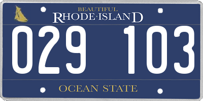 RI license plate 029103