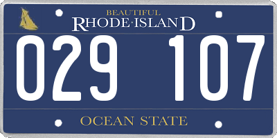 RI license plate 029107