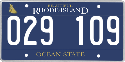 RI license plate 029109