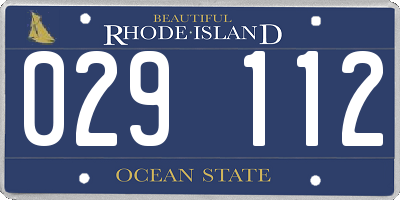 RI license plate 029112