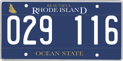 RI license plate 029116