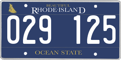 RI license plate 029125