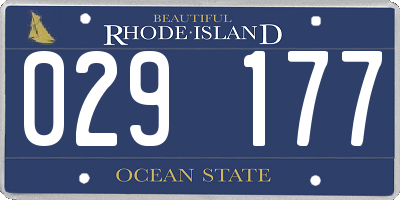 RI license plate 029177