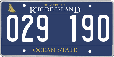 RI license plate 029190