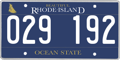 RI license plate 029192
