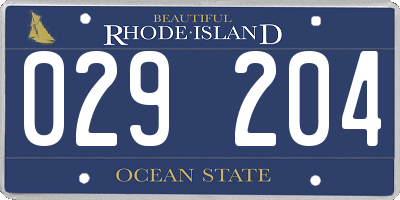 RI license plate 029204