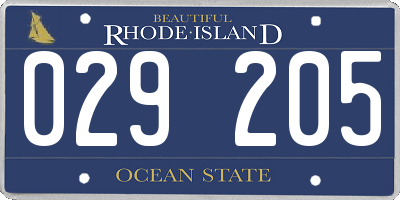 RI license plate 029205