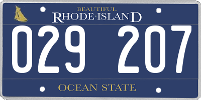 RI license plate 029207
