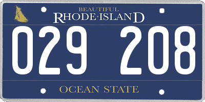 RI license plate 029208