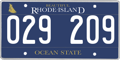 RI license plate 029209