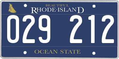 RI license plate 029212