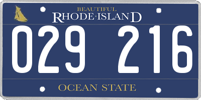 RI license plate 029216