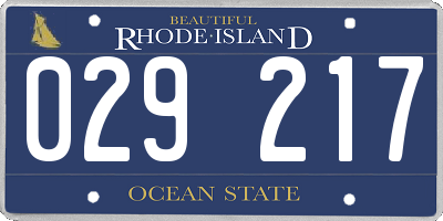 RI license plate 029217