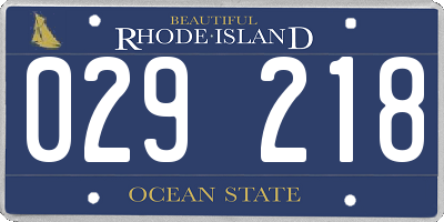 RI license plate 029218