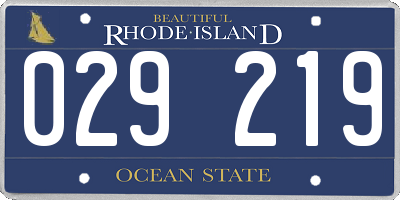 RI license plate 029219