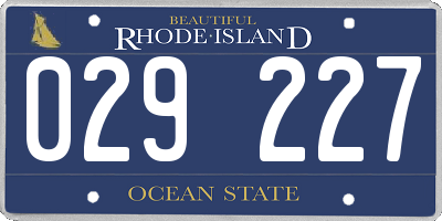 RI license plate 029227