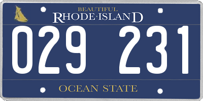 RI license plate 029231