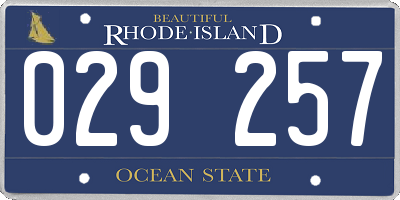 RI license plate 029257