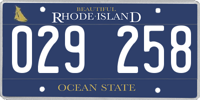 RI license plate 029258