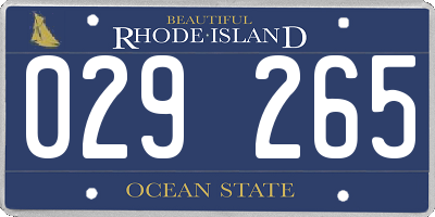 RI license plate 029265