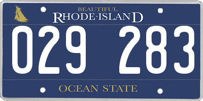 RI license plate 029283