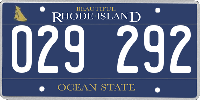 RI license plate 029292
