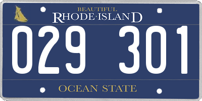 RI license plate 029301
