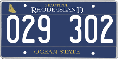 RI license plate 029302