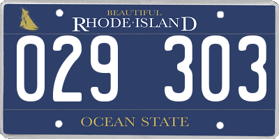 RI license plate 029303