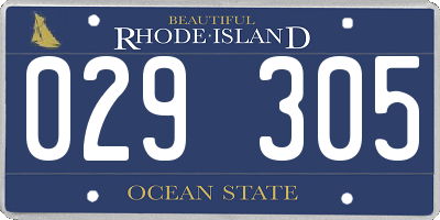 RI license plate 029305