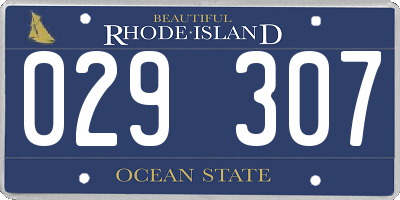 RI license plate 029307