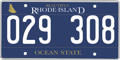 RI license plate 029308