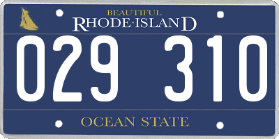 RI license plate 029310